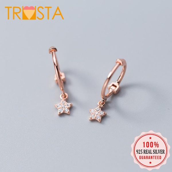

stud trusta 2021 womens fashion 100% 925 solid sterling silver star cz charm earrings for women sterling-silver-jewelry xy1234, Golden;silver