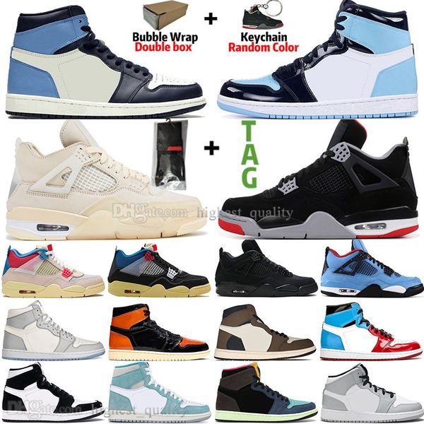 

sail bred 4 4s guava ice white cement mens basketball shoes 1 1s travis scotts obsidian unc fearless green black cat court purple sneakers