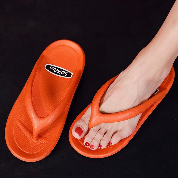 

pure color men's flip flops korean summer ins fashion soft bottom lovers beach slippers travel trend sandals, Black