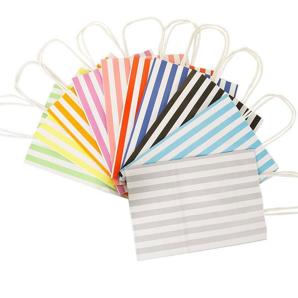 

gift wrap 10pcs solid color striped colorful small bag with handles decoration paper for jewelry birthday event party supply