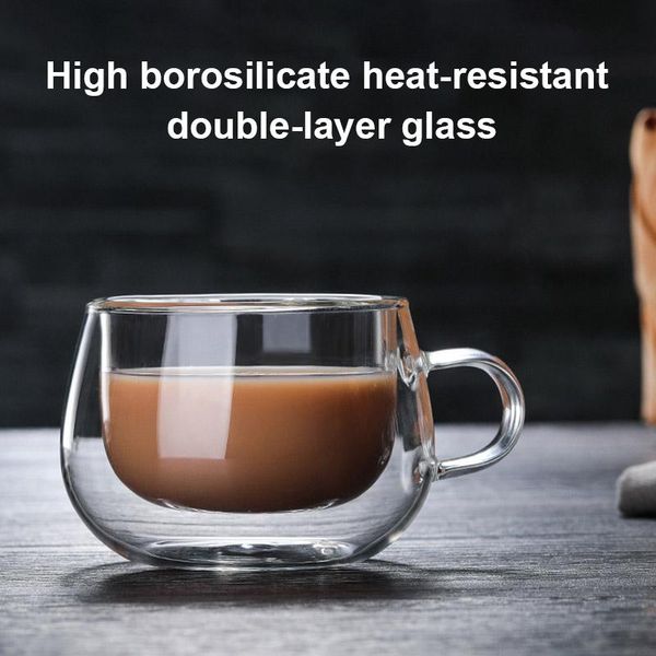 

wine glasses 2021 est double-layer transparent heat resistant glass coffee cup with handle drop elgs