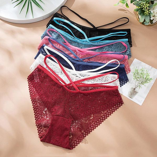 

women's panties lace underwear womenthong g string female cotton solid lingerie cross strap briefs ladies t-back low waist, Black;pink