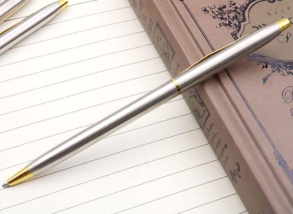 

3pc office student pen metal stainless gold accessories ballpoint pens, Blue;orange