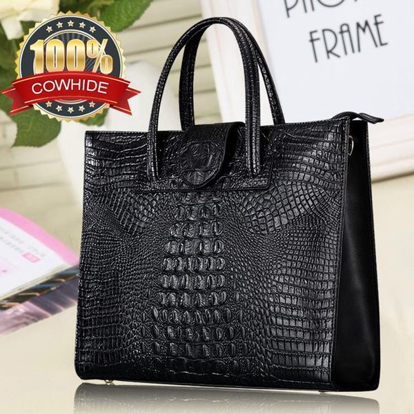 

evening bags women's genuine leather cowhide handbag fashion crocodile print hand bag large capacity trendy luxury wrist handle 2021