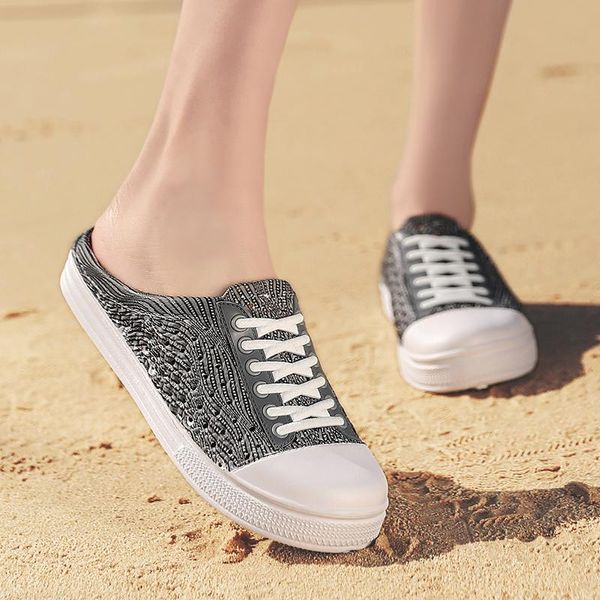 

summer sandals womens beach shoes slip on eva casual slippers flat women outside light weight zapatillas, Black