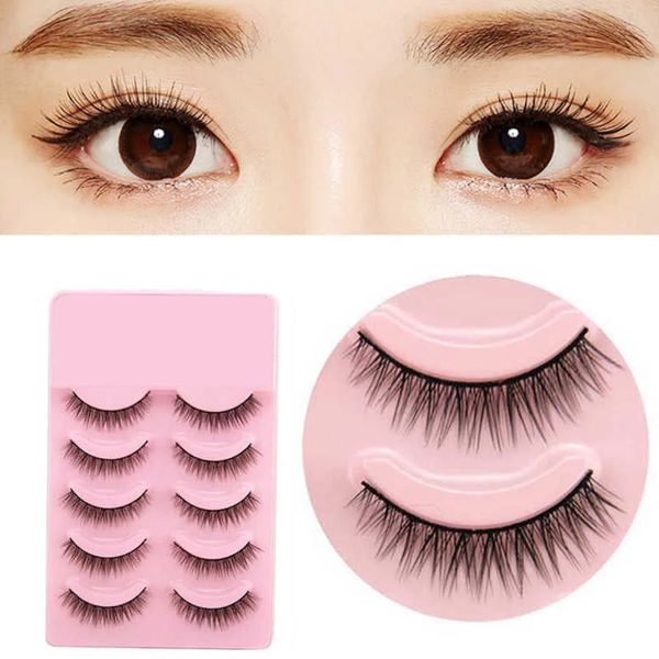 

5 pairs mink hair false eyelashes 3d natural short cross fake eye lashes extension makeup handmade full strip lash