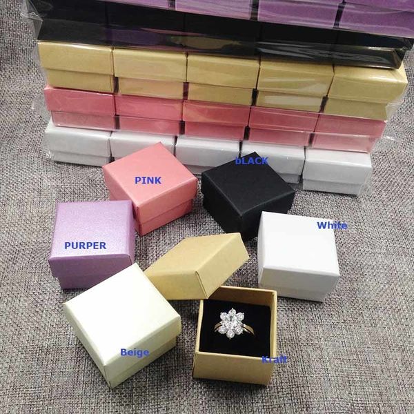 

kraft purple black/white box packing ring pearl shinny of pink beige white