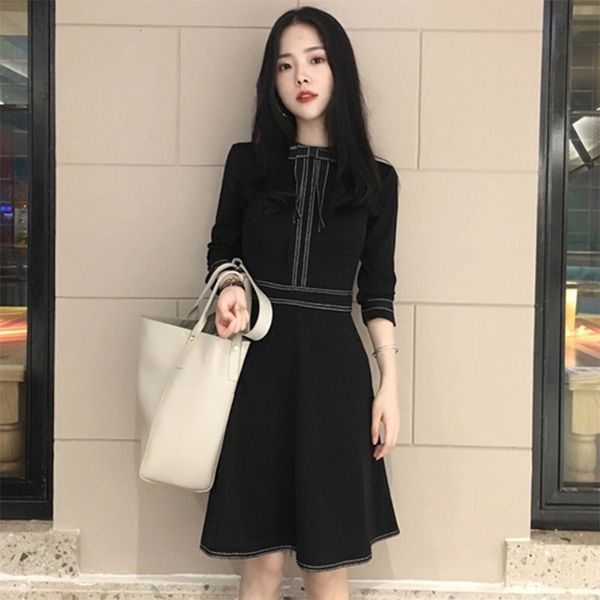 

dresses new hepburn style small black dress in spring of 2021, Black;gray