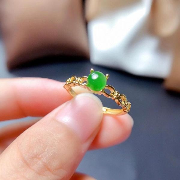 

super quality 100% real and natural hetian jasper jade ring 925 sterling silver classical cluster rings, Golden;silver
