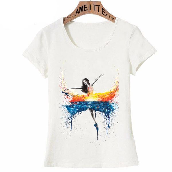 

women's t-shirt a sunset feeling and amsterdam dance watercolor fashion women t shirt woman casual cute girl tees short sleeve, White