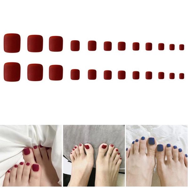 

24pcs gradients wear long paragraph fashion manicure patch false toenail save time wearable jelly sk88 nail art kits
