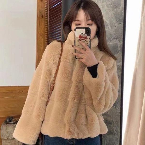 

women's fur & faux jackets for women 2021 autumn winter danish mink imitation coat loose thickened plush casual, Black