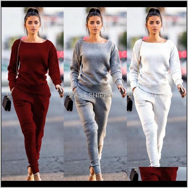 

women's tracksuits apparel women 2 pcs casual pants sets tracksuit hoodies sport lounge wear solid color suit female mbdfh, Gray