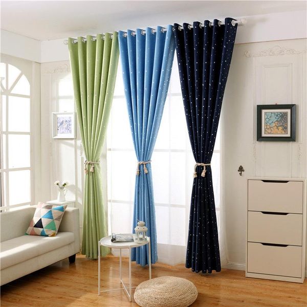 

curtain & drapes curtains, simple and solid color bronzing stars, blackout bedroom balcony finished products