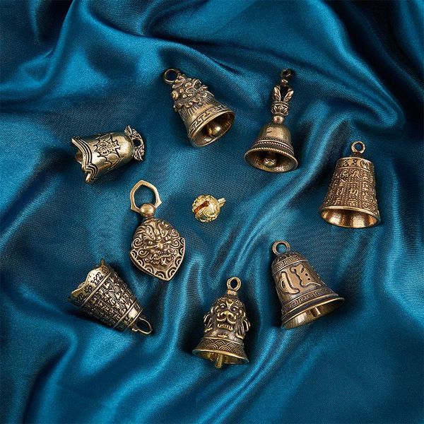 

keychains charm brass six-character bell tibetan gourd pendant keychain, Silver