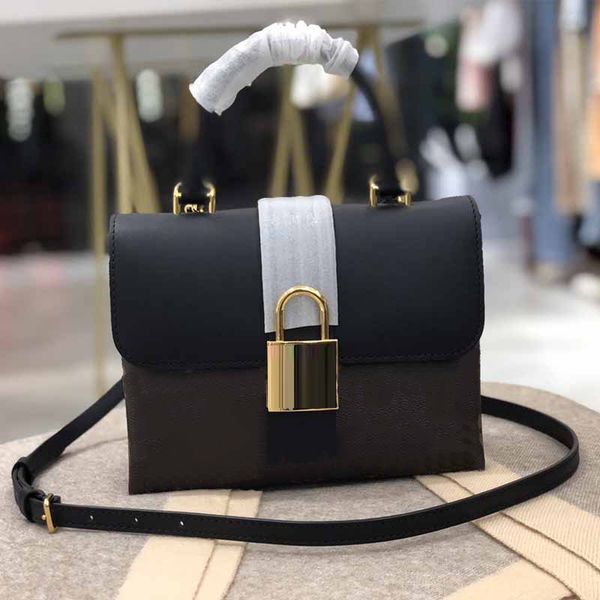 

messenger bags lady crossbody bag handbags purse genuine leather letter printing gold padlock latch smooth surface hasp adjustable shoulder
