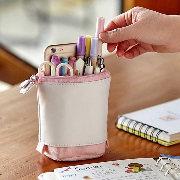 

pencil bags corduroy stand-up case colorful organizer for cosmetics pouch make up bag pen holder stationery