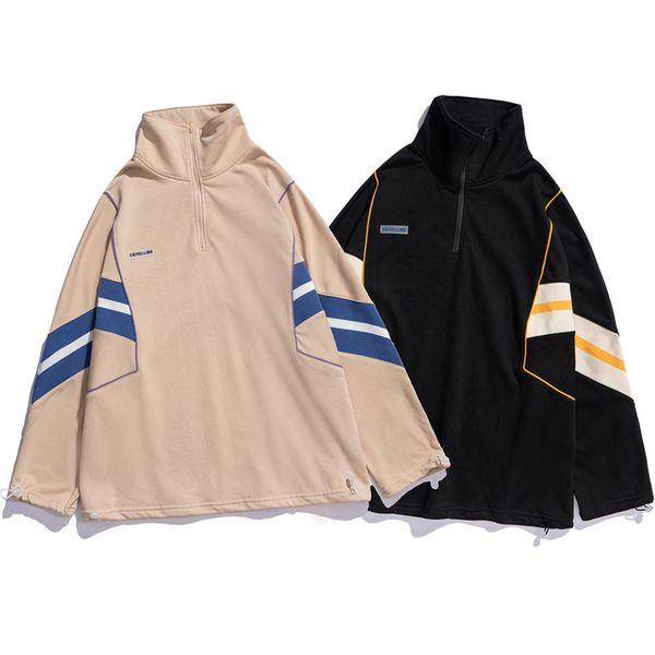 

men's hoodies & sweatshirts collar bat sleeve sweater harajuku sweatshirt men's street clothes coat, Black