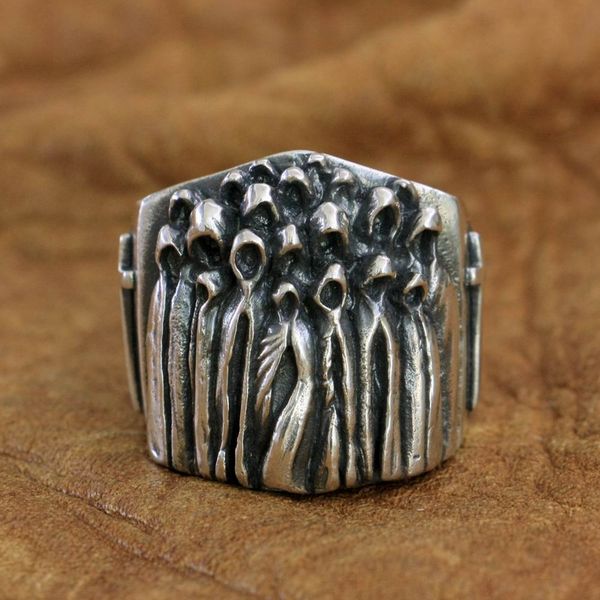 

925 sterling silver nothingness world ghost mens punk ring ta273 us size 8~15, Golden;silver