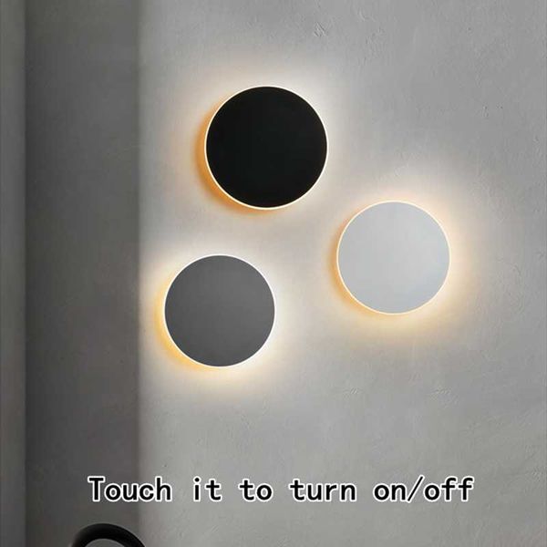 

round wall light with touch switch modern sconce lamp indoor bedroom bedside loft stair bathroom night lights fixture