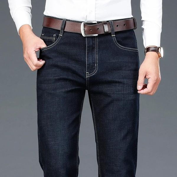 

men's jeans 2021 autumn straight classic business casual fashion stretch cotton denim, Blue