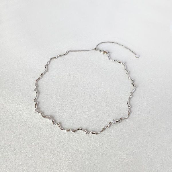 

chokers female collarbone necklace neck chain design sense wavy jewelry adjustable collar, Golden;silver