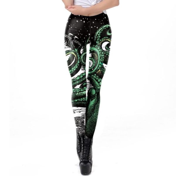 

women's leggings sweolso ly casual 3d digital female mid waist ocs printing elastic pencil pants women 4 sizes fitness s, Black