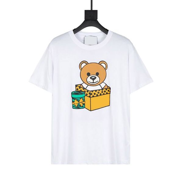 

summer fashion womens t-shirt casual printed bear round neck black and white short sleeve ladys clothes