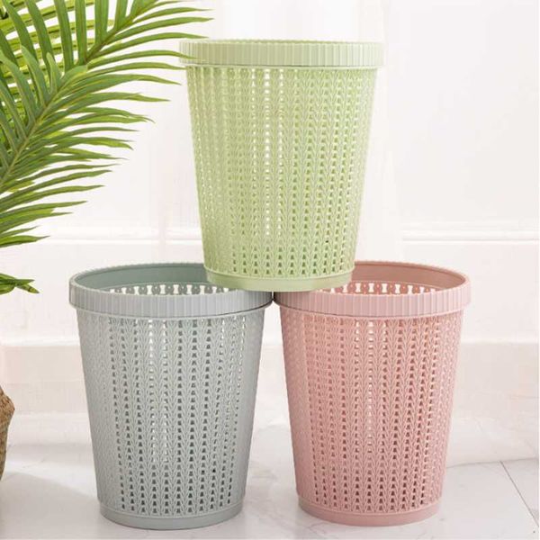 

waste bins round lidless trash can kitchen press circle household hollow with garbage bag plastic rattan-like