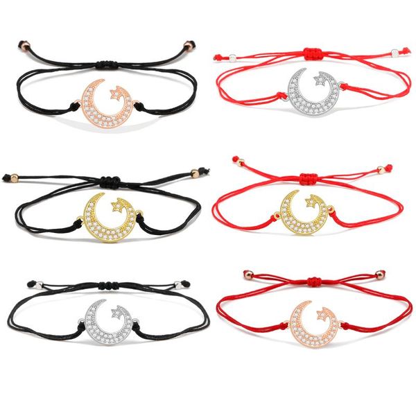 

charm bracelets trend three colors available wedding moon star bracele for women couple bangle cz hand rope jewelry gifts adjustable cha, Golden;silver