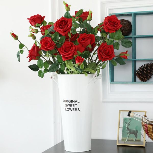 

decorative flowers & wreaths artificial rose flower feel and look like real 90cm long 5 per branch wedding party home floor dec