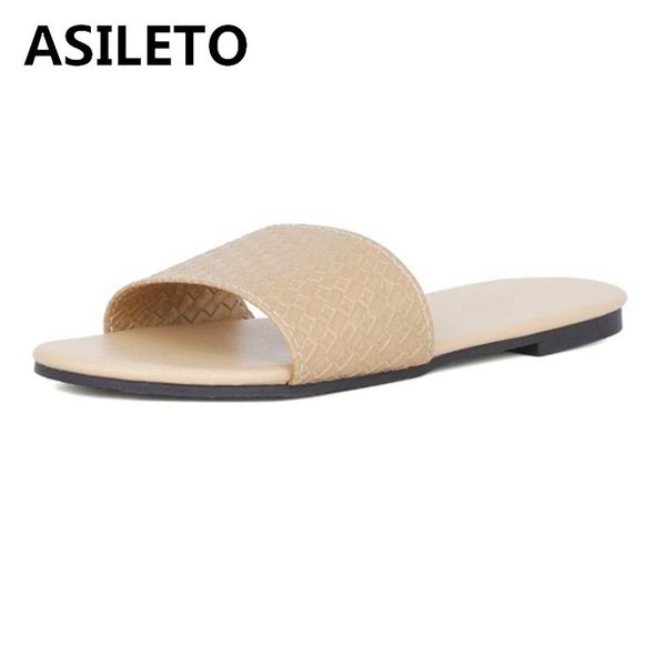 

slippers asileto 2021 leisure ladies espadrilles beach open toe slingbacks 1cm square heel size 35-43 beige black brown a4341