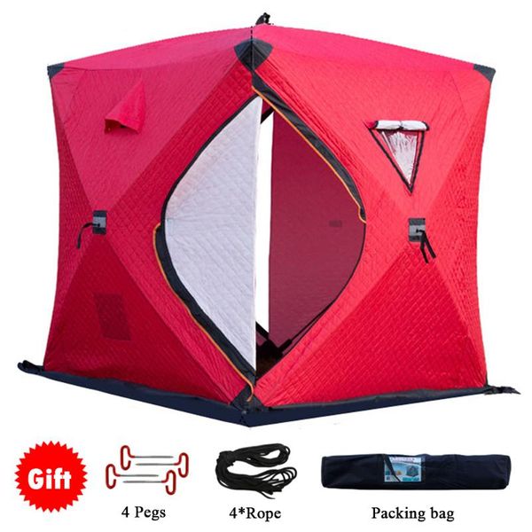 

tents and shelters 3-4 people quick-open winter camping tent waterproof windproof outdoor cotton warm ice fishing tentportable shelter