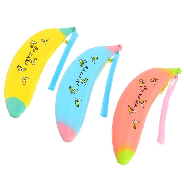 

3pcs creative pen bag adorable banana-shaped pencil case student storage bags