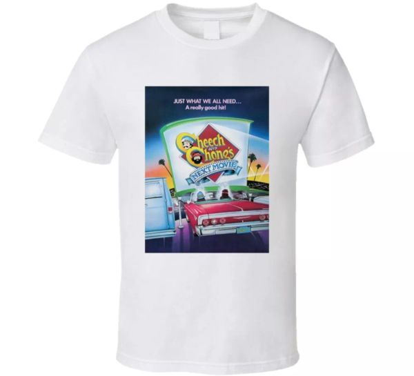 

cheech and chong next movie weed parody funny movie fan t shirt, White;black