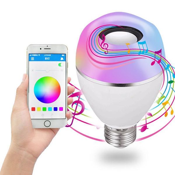 

bulbs e27 smart control lamp bluetooth speaker led light dimmable remote colorful changing bulb music lampada