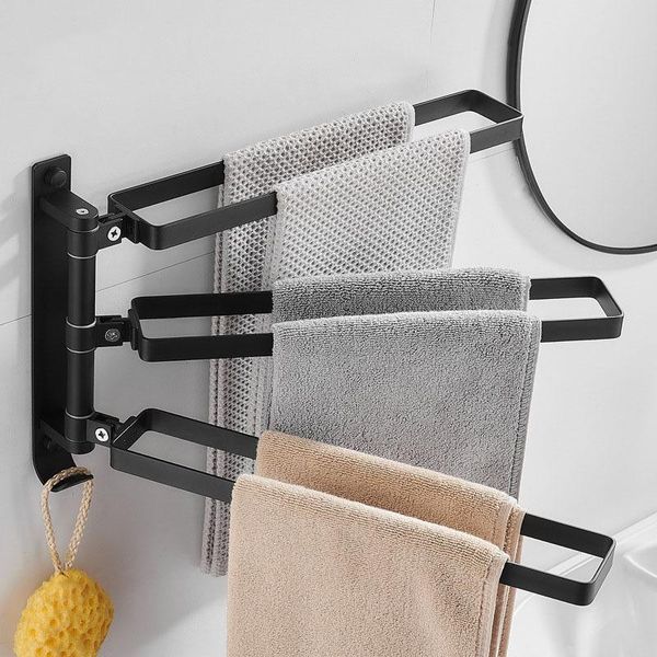 

towel racks rotating bathroom holder rack with hook aluminum bar wall mount hanger kitchen shelf 1/2/3/4 layer multi-use