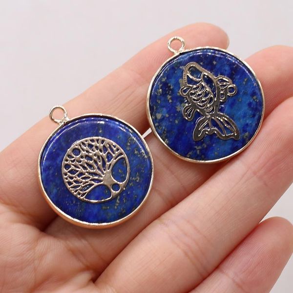 

charms natural stone pendant lapis lazuli small golden-edge for jewelry making diy necklace bracelet earrings accessory, Bronze;silver