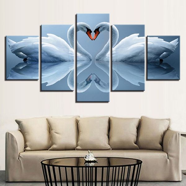 

5pcs/set unframed hd swan living room decoration canvas wall art paintings