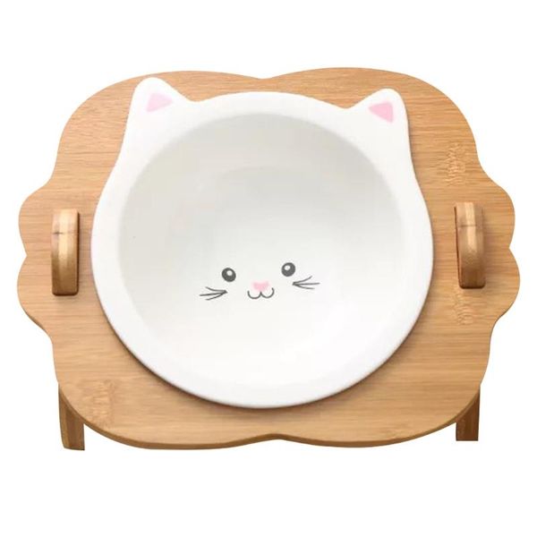 

cat bowls & feeders legendog convenient pet bowl non-skid ceramic bamboo kitten feeder water dish with stand for dog supplies