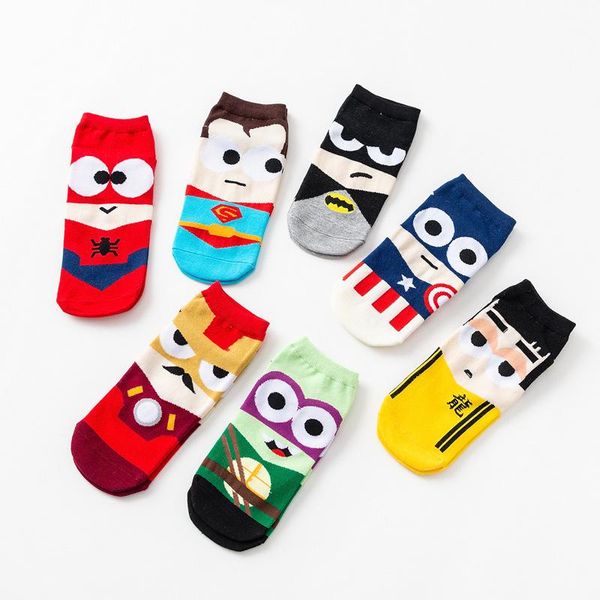 

men's socks 7 pairs funny cartoon desinger mens cotton for spring summer men 5701, Black