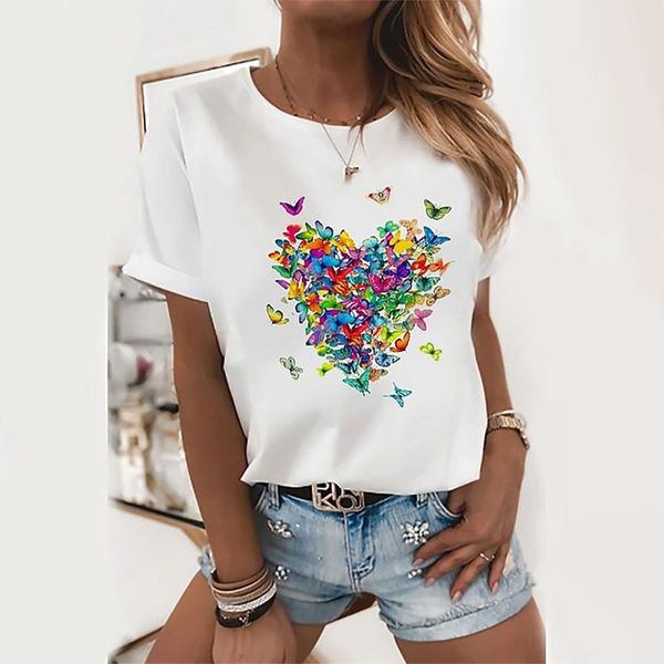 

women's blouses & shirts women summer fashion tshirt female t-shirt casual harajuku graphic 2021 print loose short-sleeved shirt crop r, White