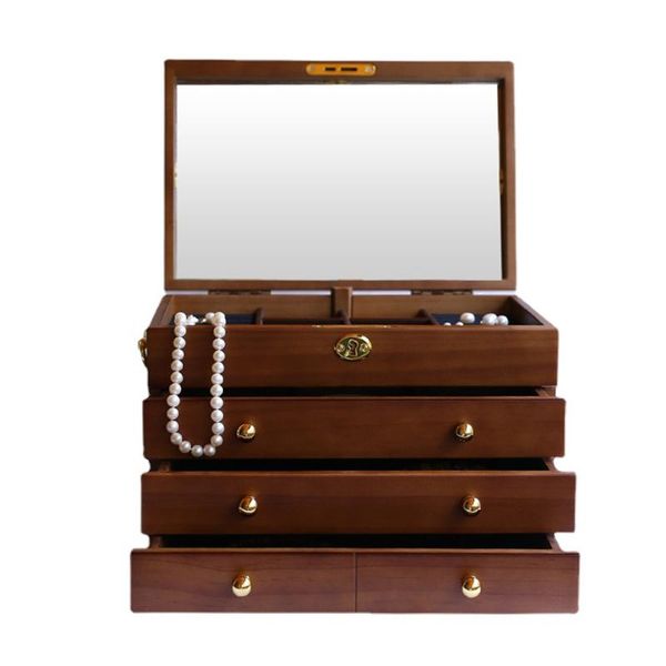 

jewelry pouches, bags vintage wood storage box earrings display luxury big case with lock girl antique earring gift, Pink;blue
