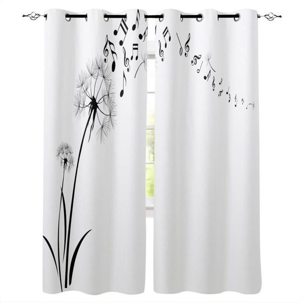 

black dandelion plant seed white curtain for kitchen living room bedroom curtains home decoration window treatments drapes &
