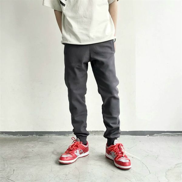 

fleece twill pants slim fit jogger men winter streetwear 3colors, Black