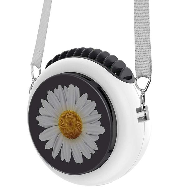 

electric fans battery operated personal table fan with adjustable lanyard, neck hanging small portable travel