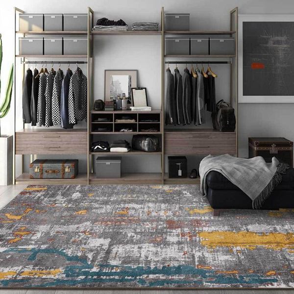 

fashion modern abstract golden dark gray oil painting living room bedroom bedside carpet floor mat carpets