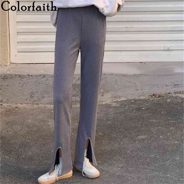 

women's spring autumn women pants high waist sweatpants bell-bottomed split ankle-length trousers p428 210427, Black;white