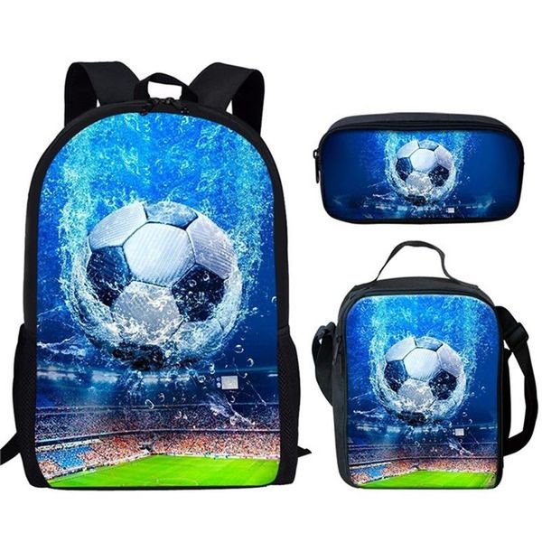 

school bags 2021 football soccer print men teenager boys 3 set primary casual backpack children book junior rucksack