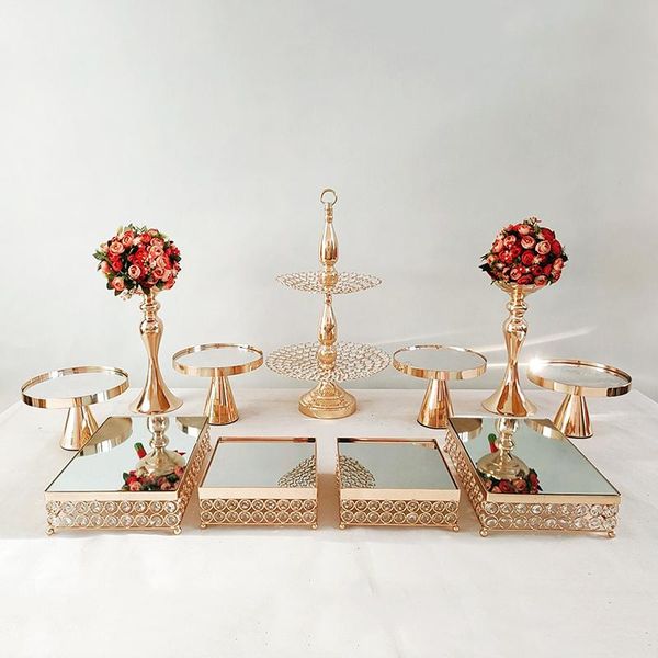 Andere Backware Gold Cake Stand Set von 3pcs-11pcs, runder Mirror Top Dessert Cupcake